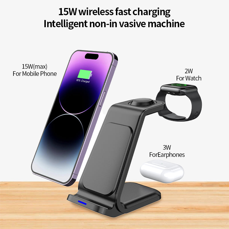 Încărcător wireless portabil 3 în 1, 15W