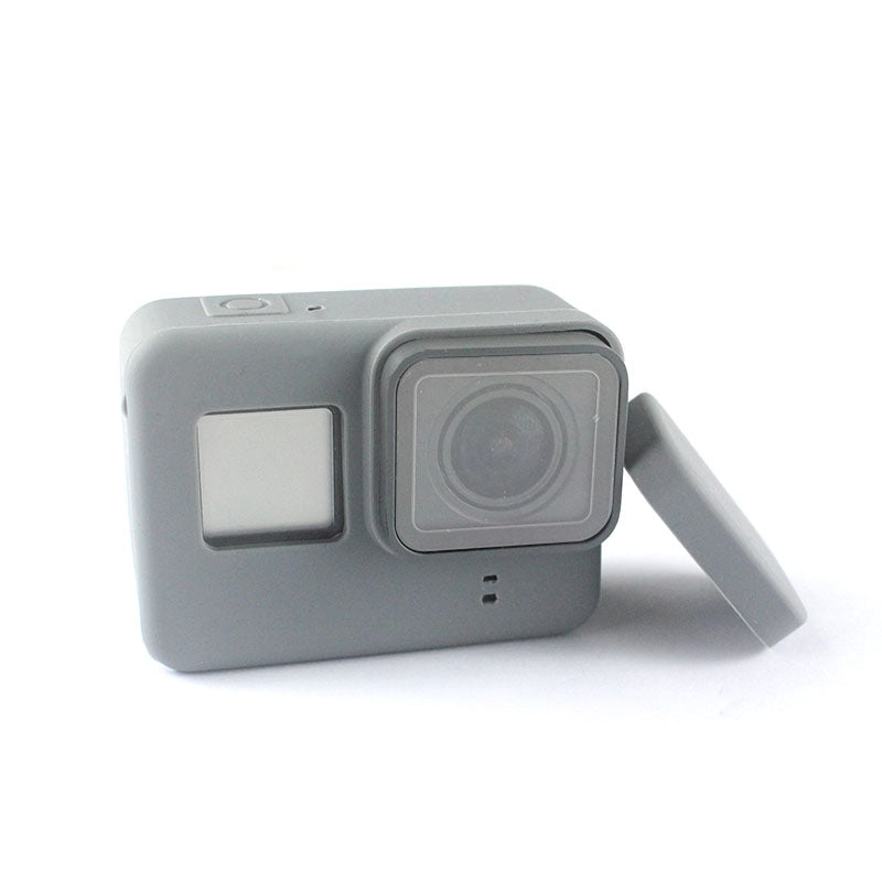 Husa de Protectie din Silicon + Capac Lentila pt GoPro Hero 5 , 6 , 7 Gri Silicone Cover