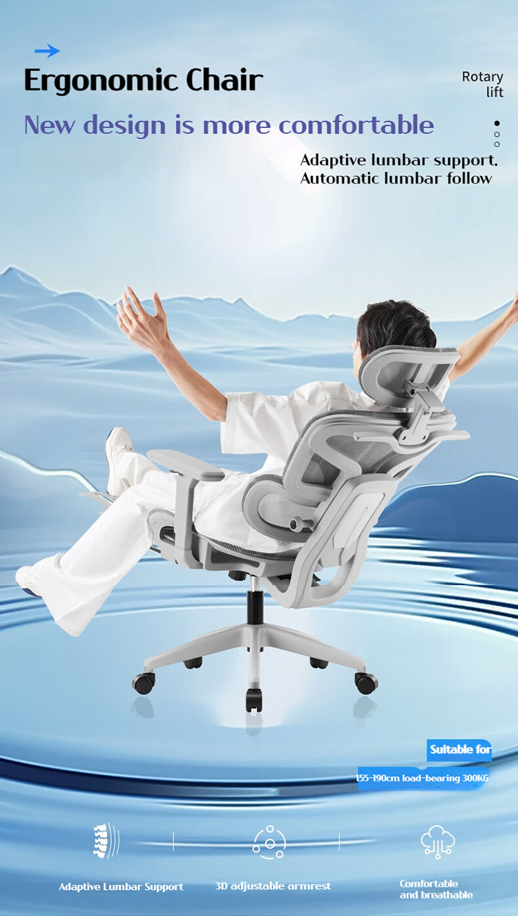Scaun de Birou Ergonomic, inaltime spatar tetiera manere reglabile, Suport pentru picioare/Geaca Negru