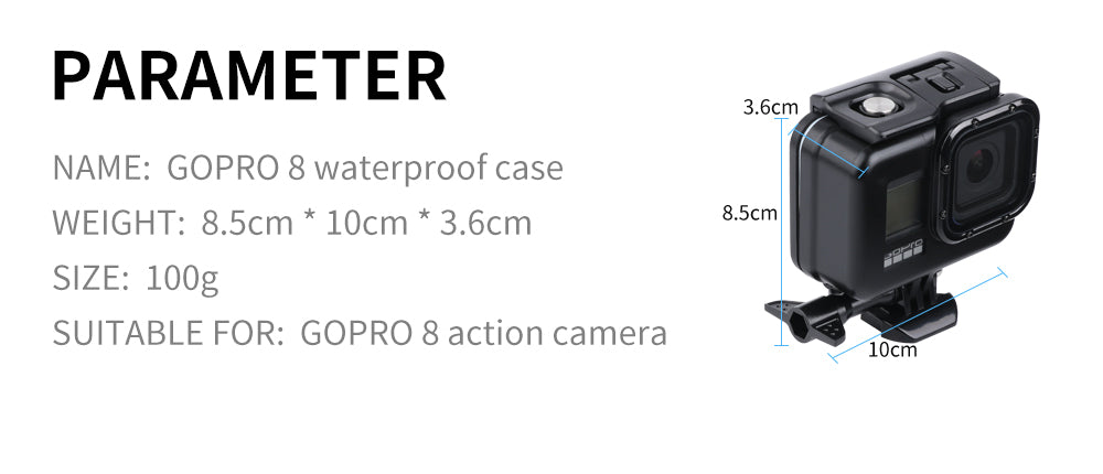 Carcasa de Protectie Subacvatica pt GoPro Hero 8 Negru WaterProof Case