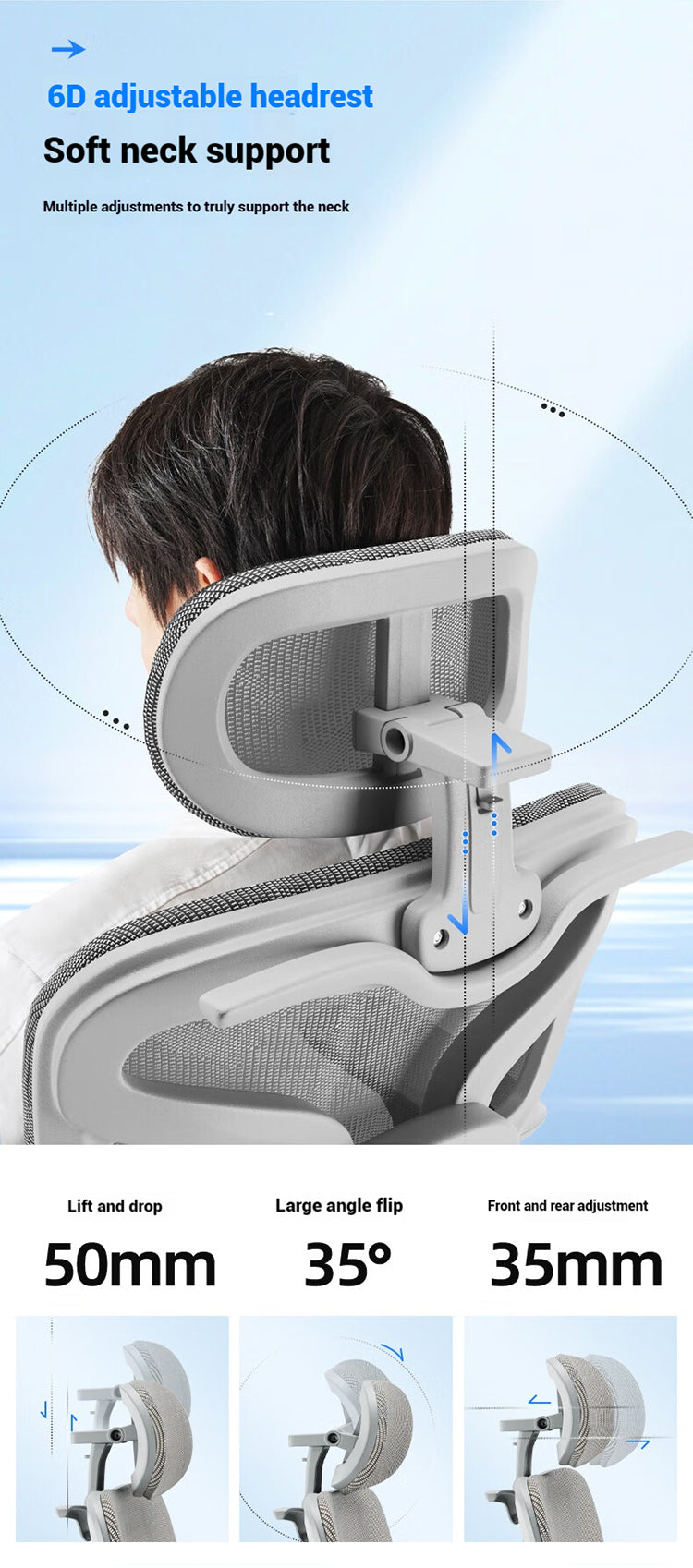 Scaun de Birou Ergonomic, inaltime spatar tetiera manere reglabile, Suport pentru picioare/Geaca Negru