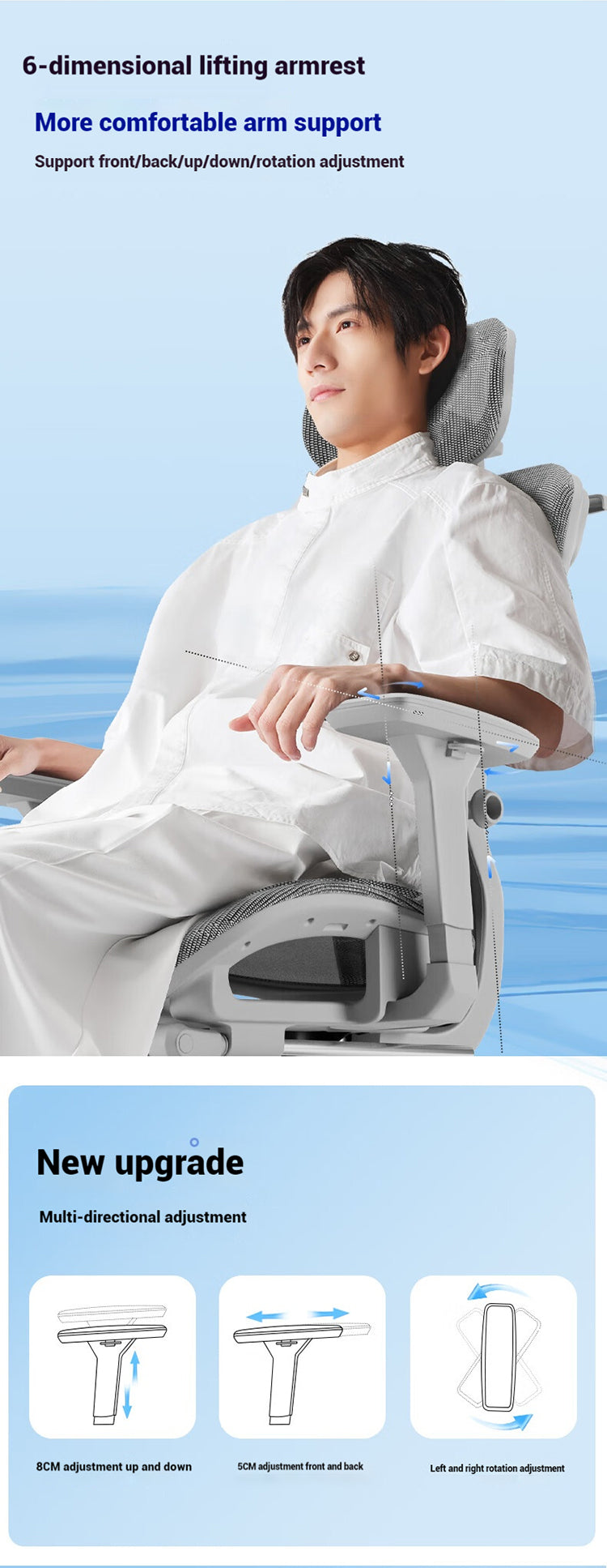Scaun de Birou Ergonomic, inaltime spatar tetiera manere reglabile, Suport pentru picioare/Geaca Negru