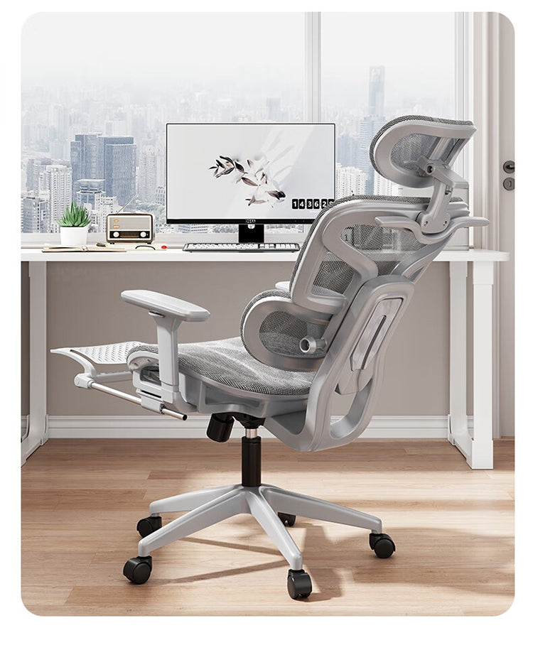 Scaun de Birou Ergonomic, inaltime spatar tetiera manere reglabile, Suport pentru picioare/Geaca Negru