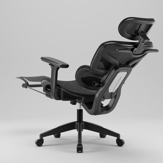 Scaun de Birou Ergonomic, inaltime spatar tetiera manere reglabile, Suport pentru picioare/Geaca Negru