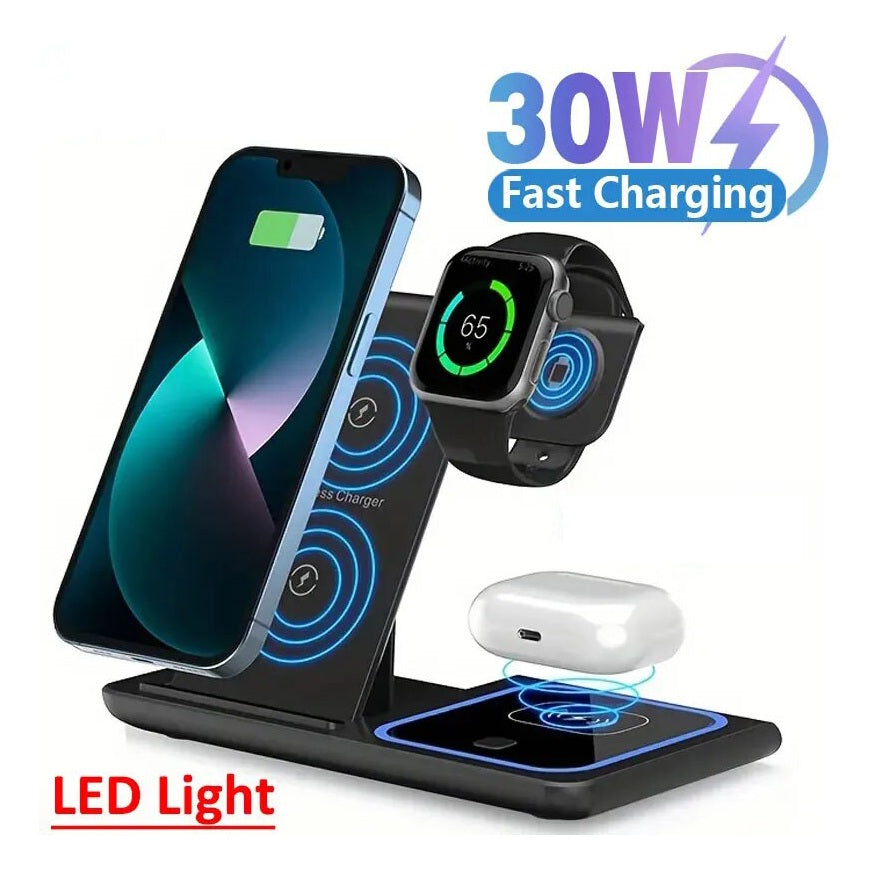 Încărcător Wireless Portabil 3 în 1, 30W