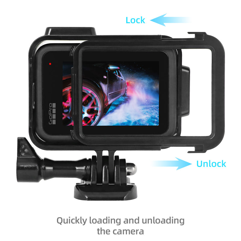 Carcasa Protectie/Prindere pt GoPro Hero 9 , 10 , 11 , 12 Rama/Frame cu 2 locuri pentru blit sau microfon