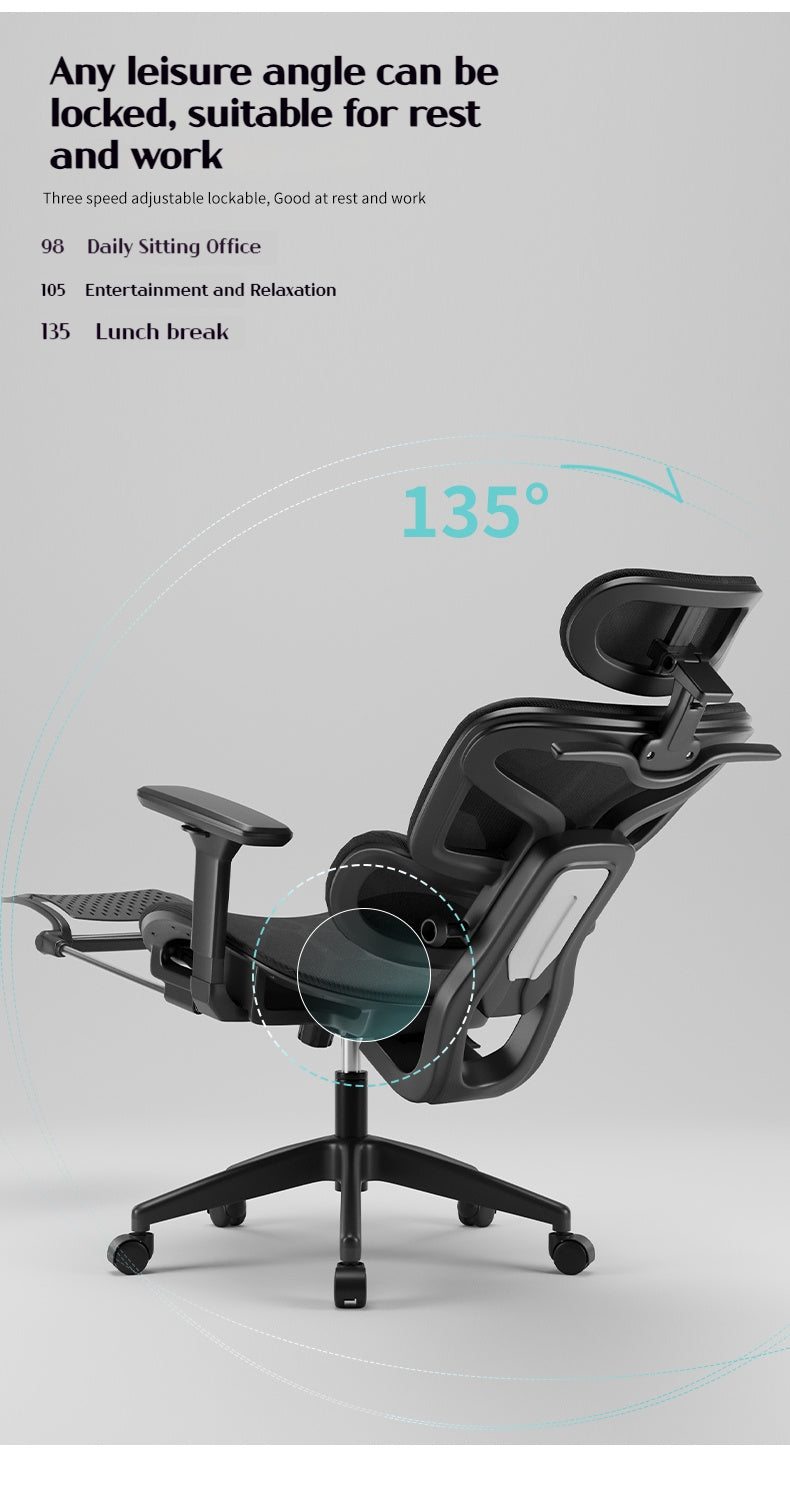 Scaun de Birou Ergonomic, inaltime spatar tetiera manere reglabile, Suport pentru picioare/Geaca Negru