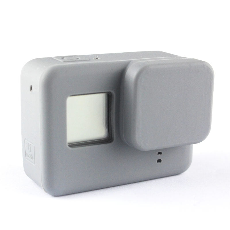Husa de Protectie din Silicon + Capac Lentila pt GoPro Hero 5 , 6 , 7 Gri Silicone Cover