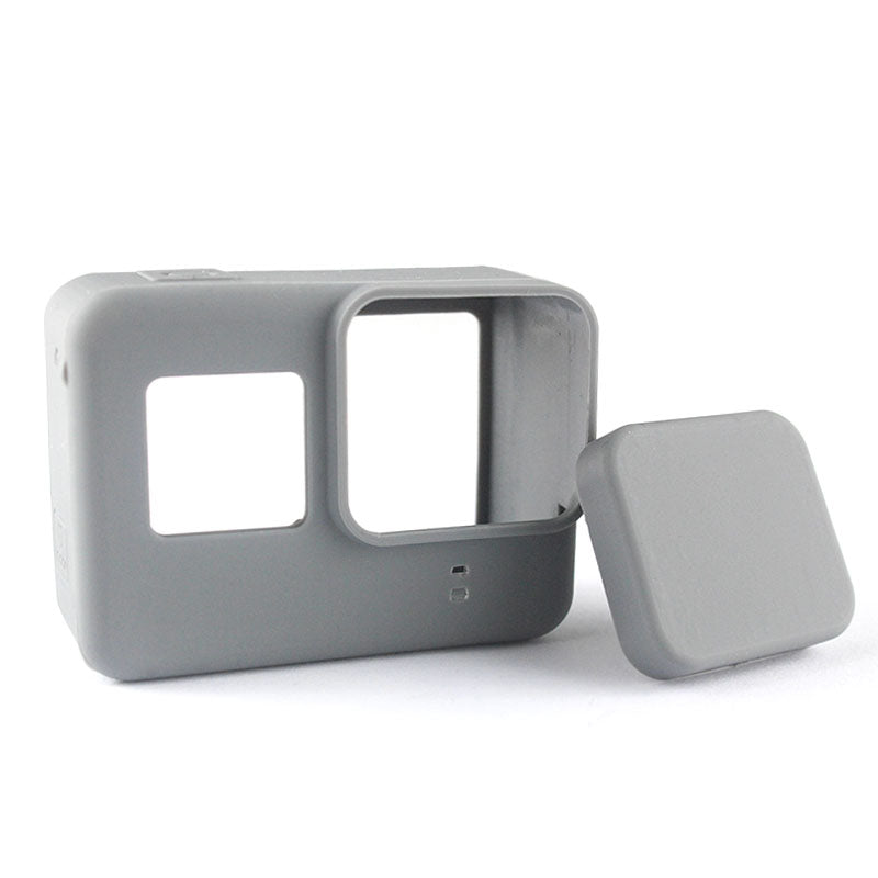 Husa de Protectie din Silicon + Capac Lentila pt GoPro Hero 5 , 6 , 7 Gri Silicone Cover