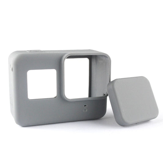 Husa de Protectie din Silicon + Capac Lentila pt GoPro Hero 5 , 6 , 7 Gri Silicone Cover