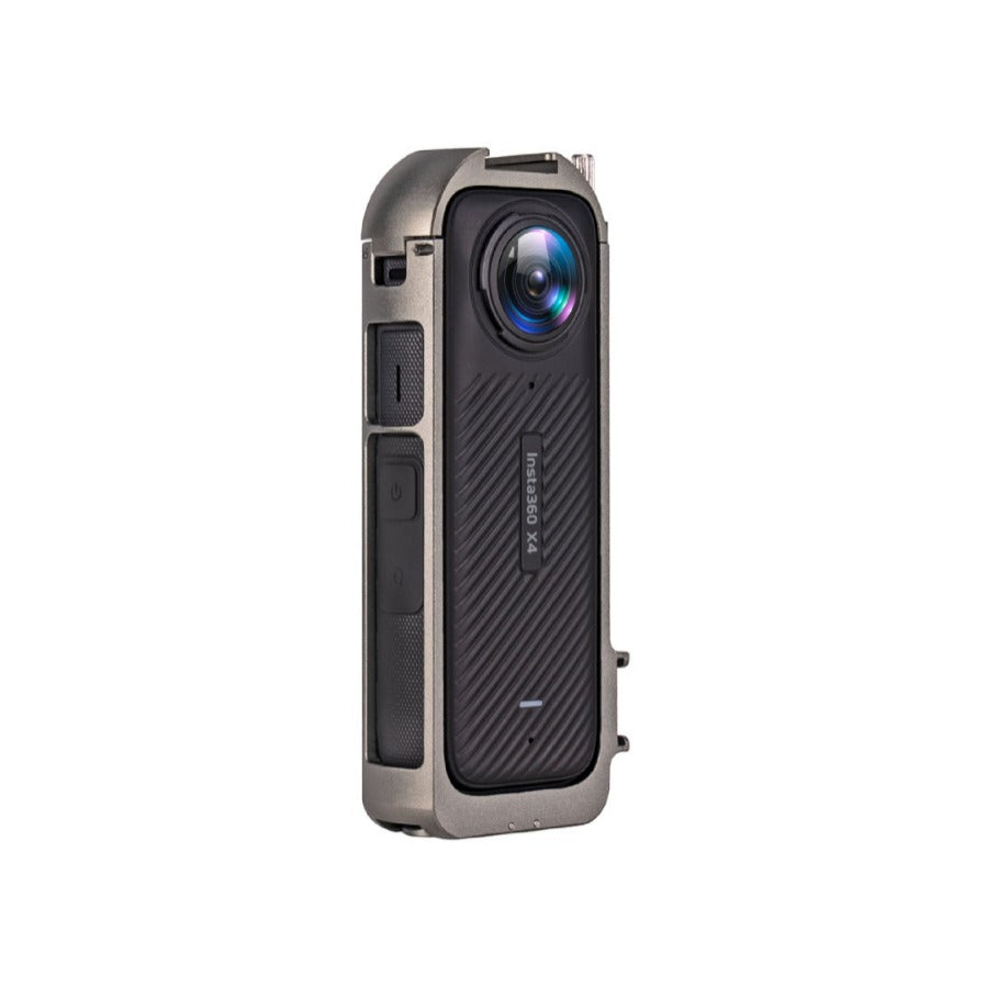 Rama/Carcasa de Protectie din Aluminiu, pentru Insta 360 One X4 cu 2 sloturi pentru blitz si microfon, cu Sistemul de Prindere Surub 1/4 si Prindere clasic Action Cam