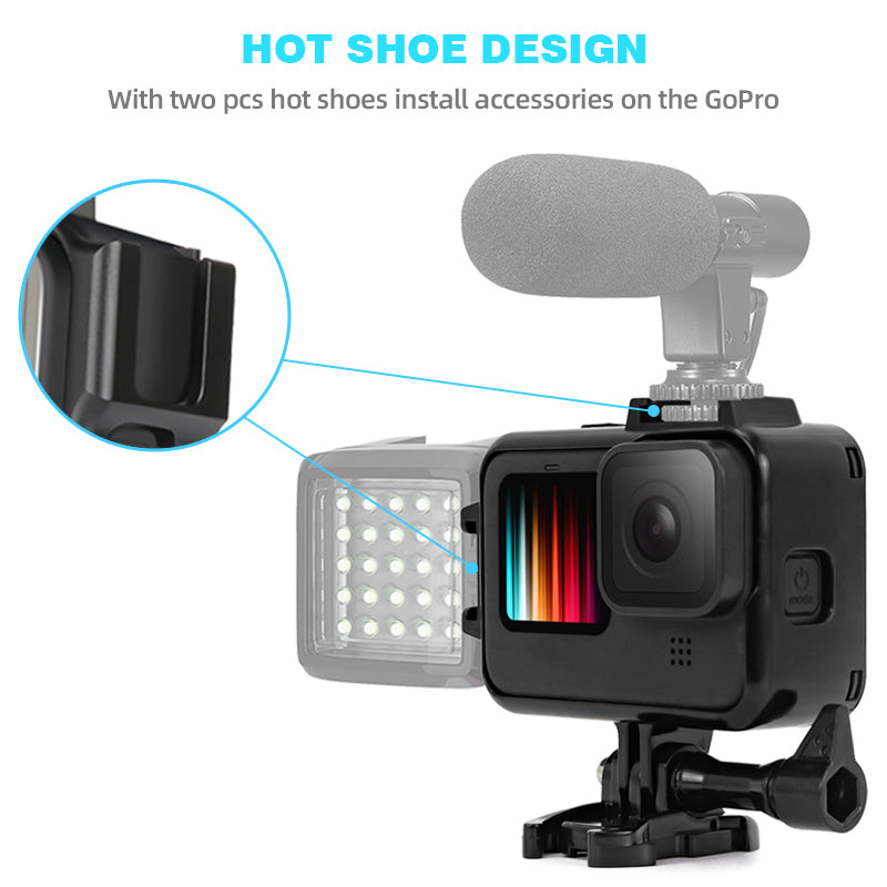 Carcasa Protectie/Prindere pt GoPro Hero 9 , 10 , 11 , 12 Rama/Frame cu 2 locuri pentru blit sau microfon
