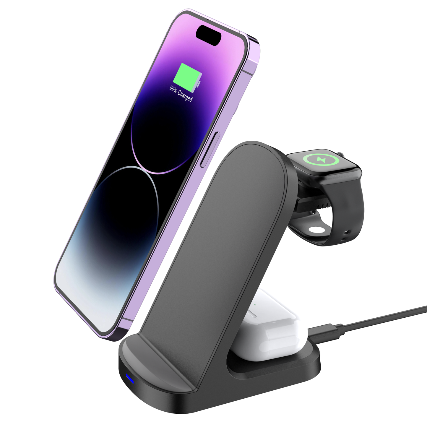 Încărcător wireless portabil 3 în 1