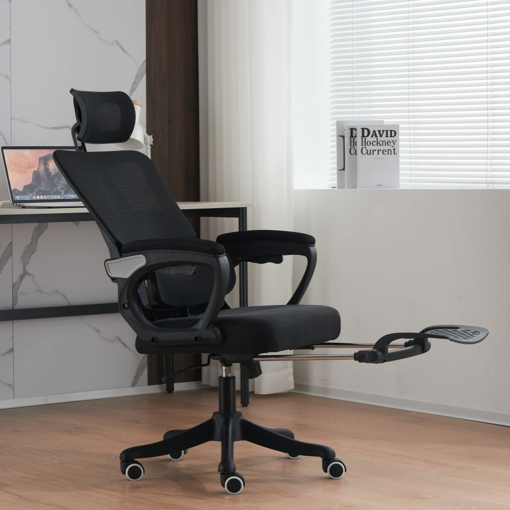Scaun de Birou Ergonomic, inaltime spatar tetiera Reglabile , Suport pentru picioare , Negru