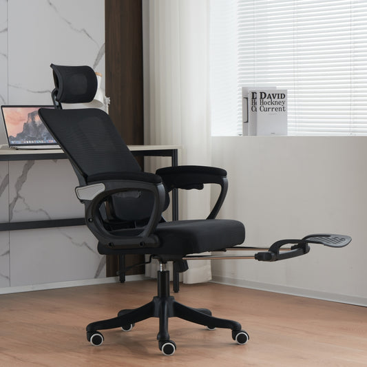 Scaun de Birou Ergonomic, inaltime spatar tetiera Reglabile , Suport pentru picioare , Negru