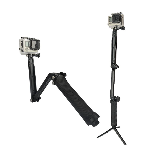 Selfie Stick 3 Tronsoane cu Mini Trepied si Maner Flotant