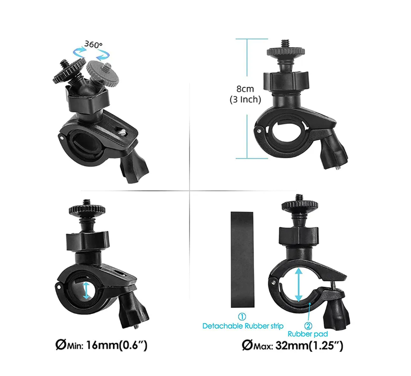 Prindere pt Ghidon,Furca Bicicleta/Motocicleta 360 Grade pt Camere Gopro , insta360 , DJI etc , Universal