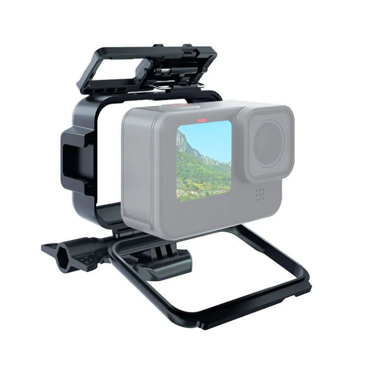 Carcasa Protectie/Prindere pt GoPro Hero 9 , 10 , 11 , 12 Rama/Frame cu 2 locuri pentru blit sau microfon
