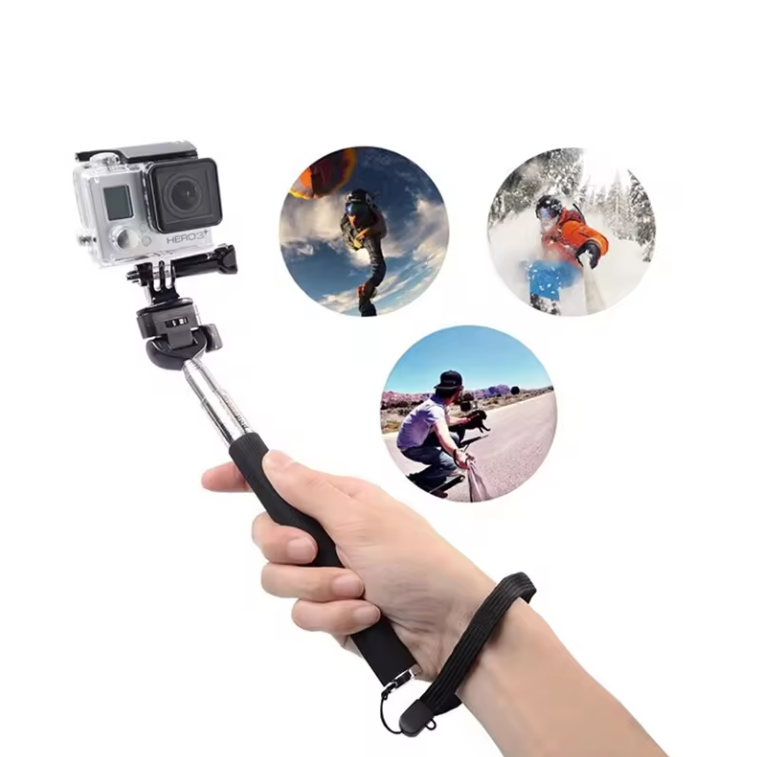 Selfie Stick 22cm - 99cm Negru cu Prindere Surub 1/4