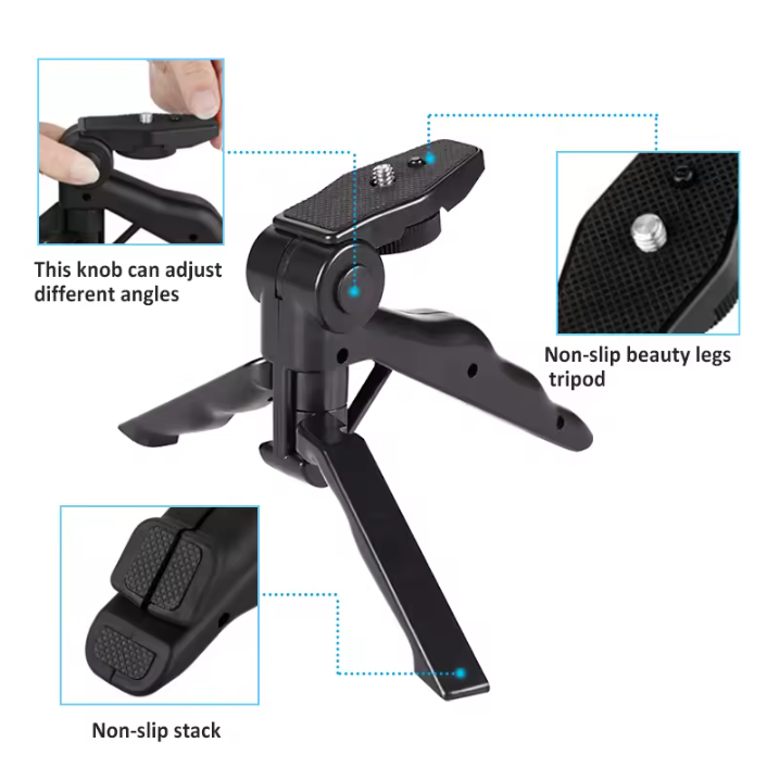 Sistem de Prindere 3 in 1, Trepied + Maner + Selfie Stick din Plastic 160-75 mm