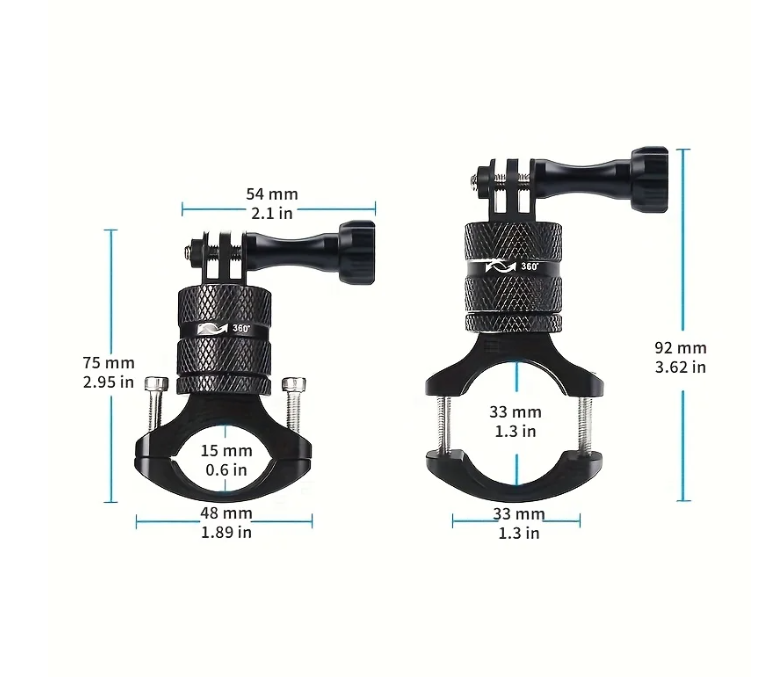 Prindere pt Ghidon Bicicleta/Motocicleta pt Camere Gopro , insta360 , DJI etc , Universal , 31.8 mm , din Aluminiu , 360 Grade