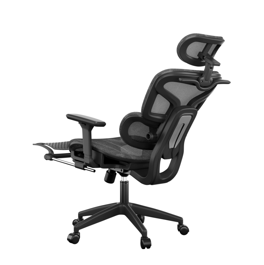 Scaun de Birou Ergonomic, inaltime spatar tetiera manere reglabile, Suport pentru picioare/Geaca Negru