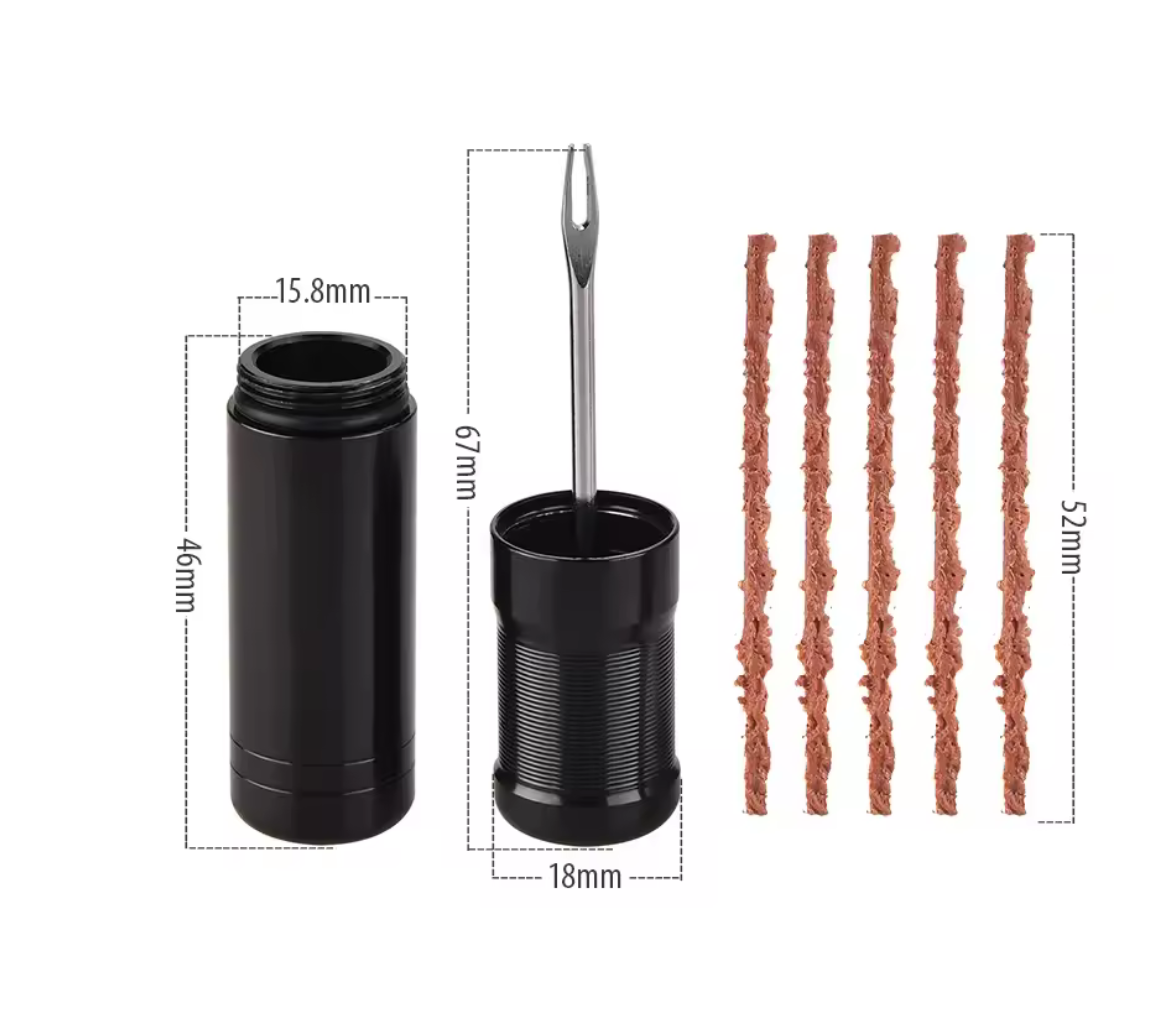 Set Kit de Reparatie Tubeless, cu Snur, pentru Biciclete de Sosea, MTB, Cross country, Trail, Enduro, Downhill, Universal, Motocicleta, Autoturism, Negru
