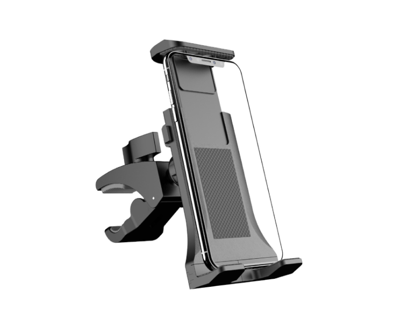 Suport/Prindere de Telefon Tableta, pentru Ghidon Bicicleta, Fitnes, Prindere tip Menghina, Negru