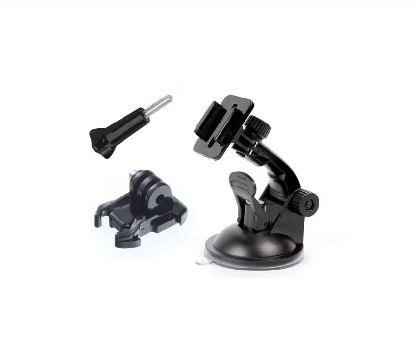 Set Accesorii din 3 piese pentru Camere GoPro Hero, insta360, DJI Action, SjCam, Ventuza Parbriz, Clema de prindere quick-release, Surub de fixare, Universal