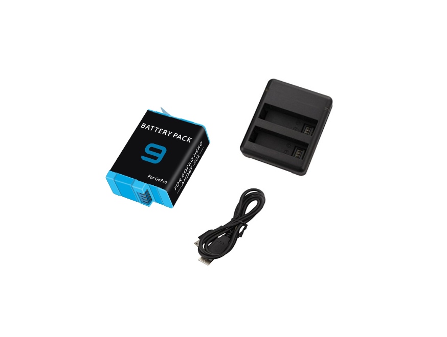 Set 1 x Incarcator cu doua sloturi si 1 x Baterie 1800 mAh, 4.4 V, 6.93 Wh, pentru GoPro Hero 9 10 11 12, impreuna cu cablu