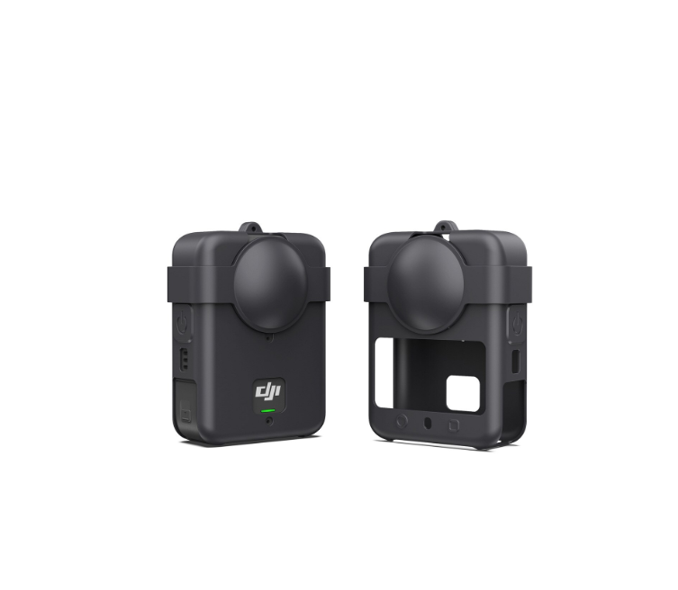 Husa de Protectie din silicon pentru camera video sport DJI Osmo 360, impreuna cu capac de protectie Lentila si Snur, Negru