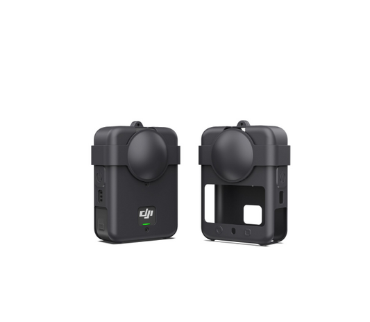 Husa de Protectie din silicon pentru camera video sport DJI Osmo 360, impreuna cu capac de protectie Lentila si Snur, Negru