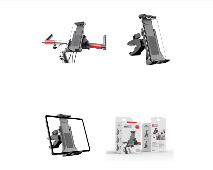 Suport/Prindere de Telefon Tableta, pentru Ghidon Bicicleta, Fitnes, Prindere tip Menghina, Negru