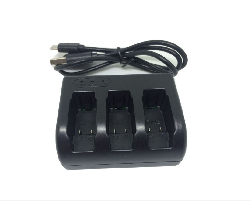 Incarcator cu 3 sloturi pentru GoPro Hero 5 Hero 6 Hero 7 Hero 8 Negru
