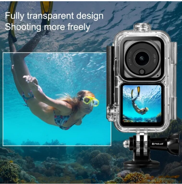 Carcasa de protectie subacvatica pentru camera video sport DJI OSMO Action 2 waterproof Frame / rezistenta la soc, impreuna cu 6 Benzi Anti Aburire