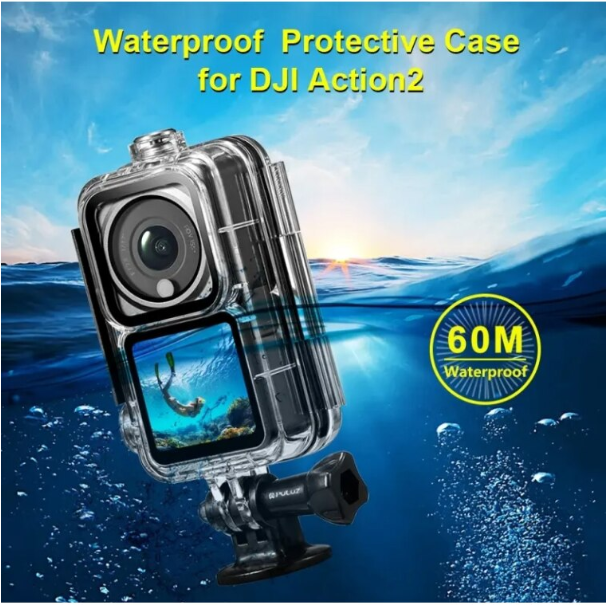 Carcasa de protectie subacvatica pentru camera video sport DJI OSMO Action 2 waterproof Frame / rezistenta la soc, impreuna cu 6 Benzi Anti Aburire
