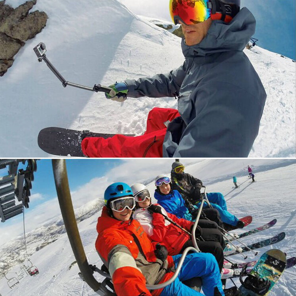 Selfie Stick 3 Tronsoane cu Mini Trepied si Maner Flotant